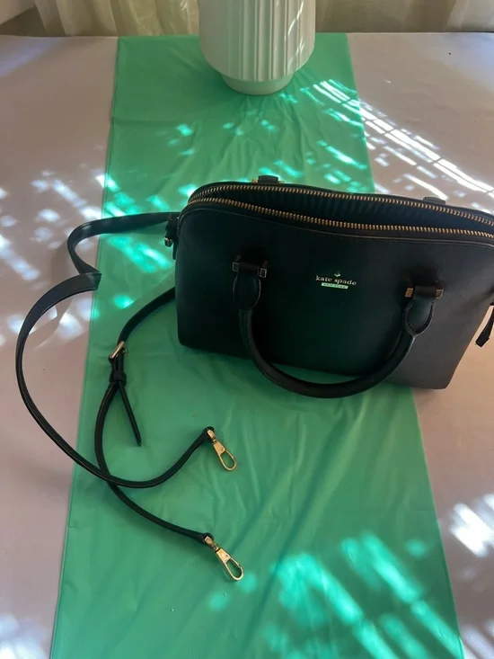 kate spade black saffiano dome satchel with gold logo - Picture 6 of 8